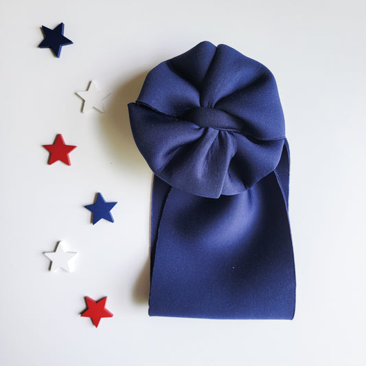 Navy Puffy Messy Bow