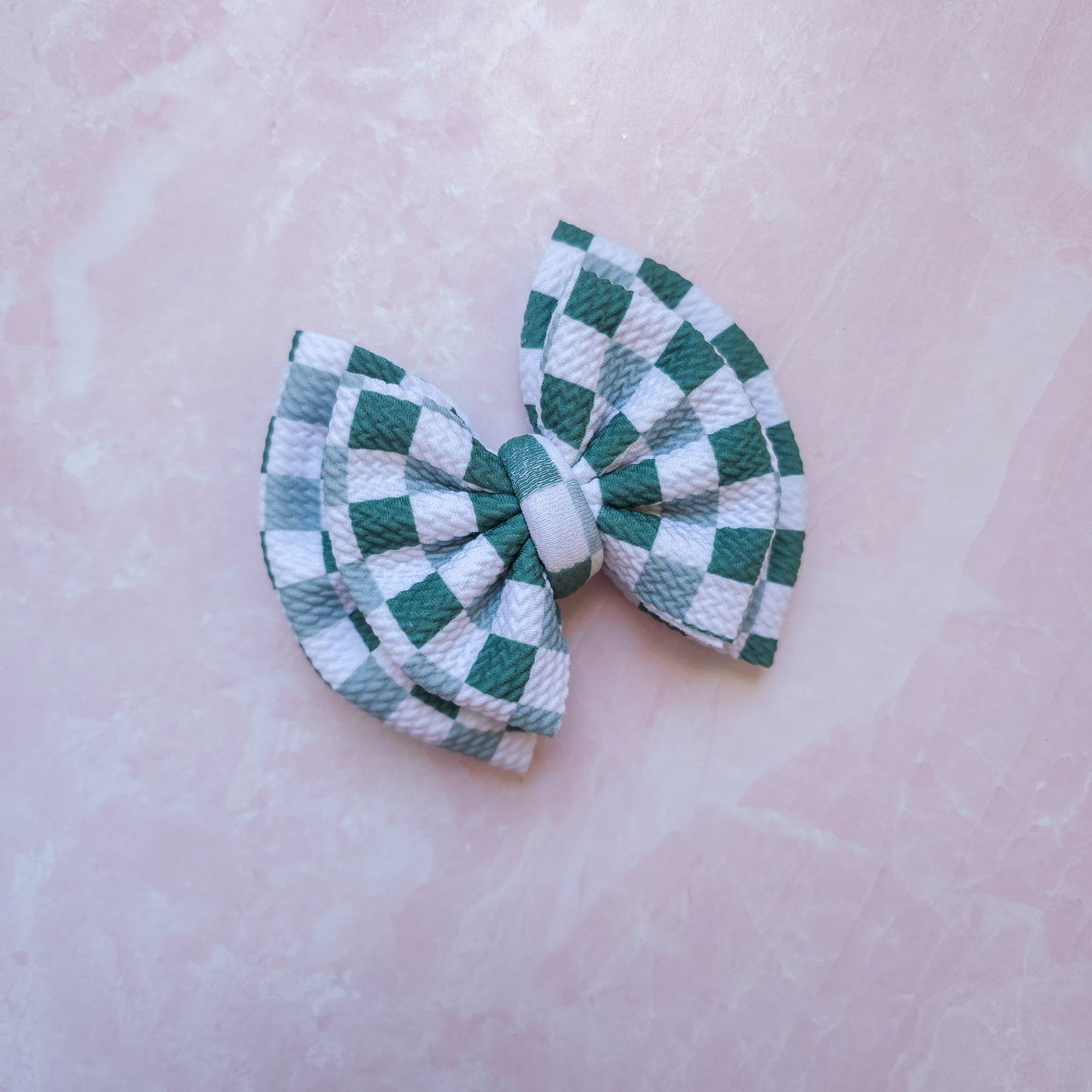 Green Checkered Double Bow