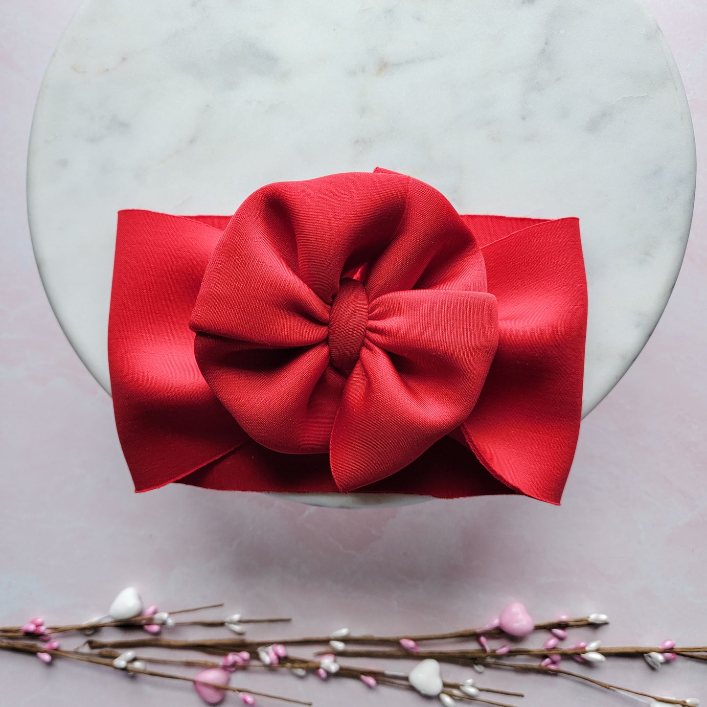 Ruby Red Puffy Messy Bow