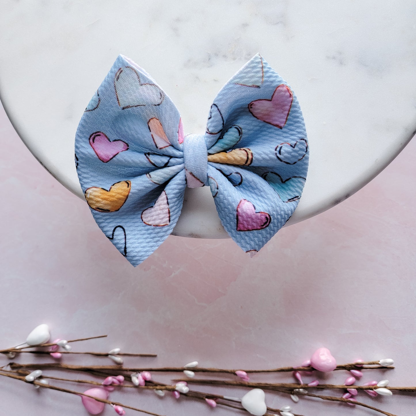 Blue Heart Classic Bow