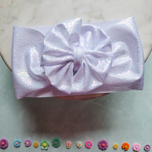 White Holographic Messy Bow