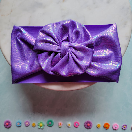 Purple Jewel Holographic Messy Bow