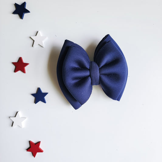 Navy Puffy Double Bow