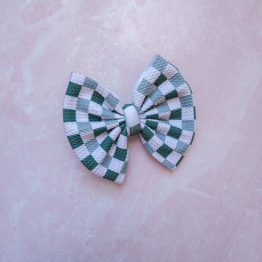 Green Checkered Classic Bow