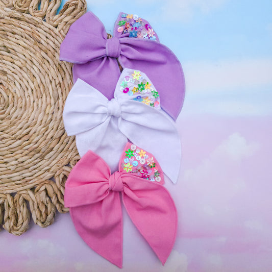 Flower Sequin Fable Bow