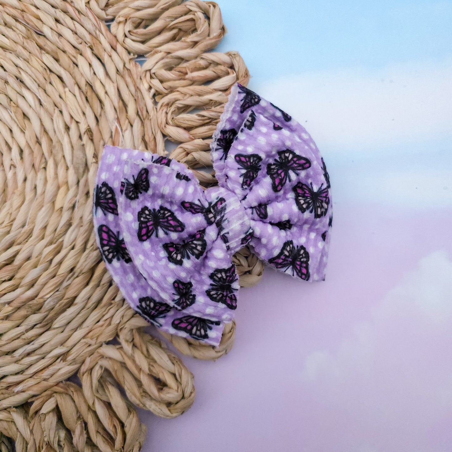 Purple Butterflies Double Bow
