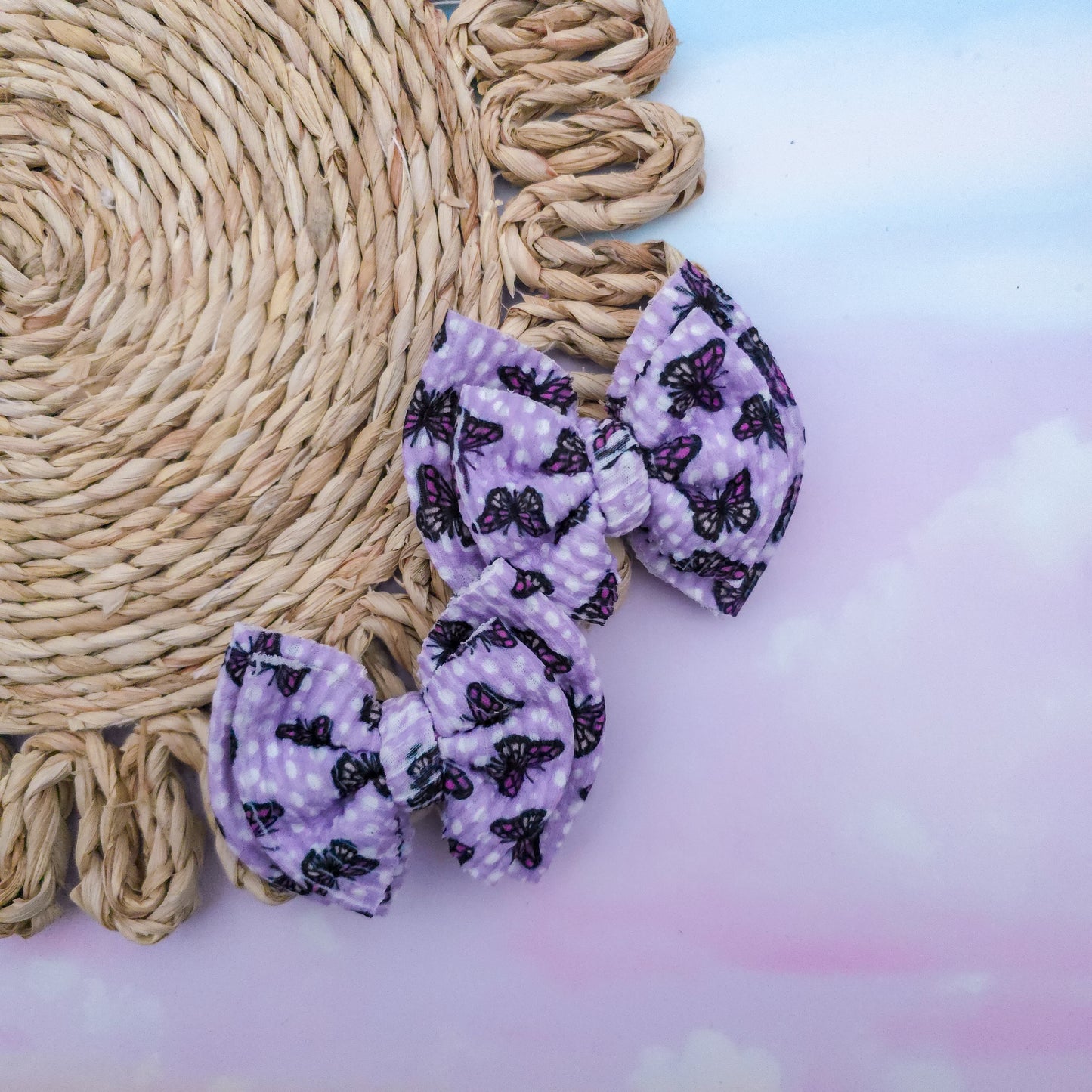 Purple Butterflies Double Piggies