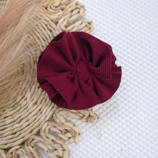 Burgundy Corduroy Ruffle Bow