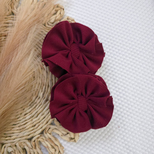 Burgundy Corduroy Ruffle Piggies