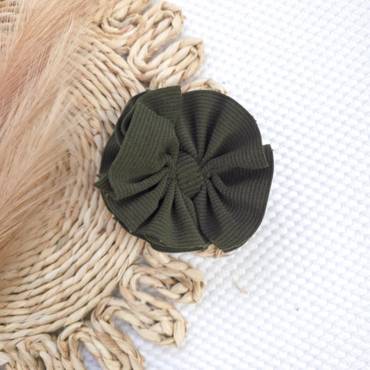 Olive Corduroy Ruffle Bow
