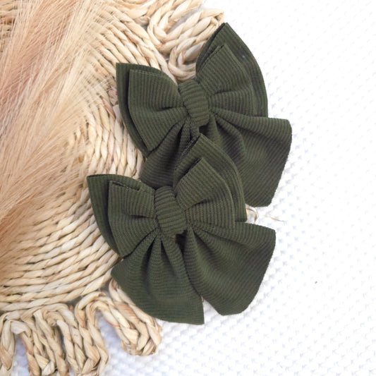 Olive Corduroy Double Sailor Piggies