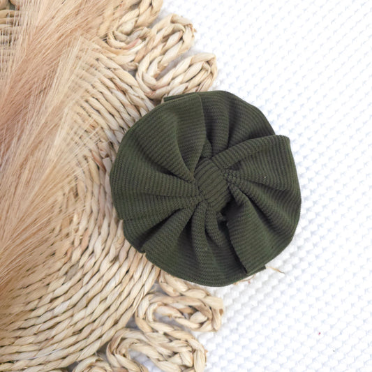 Olive Corduroy Messy Bow