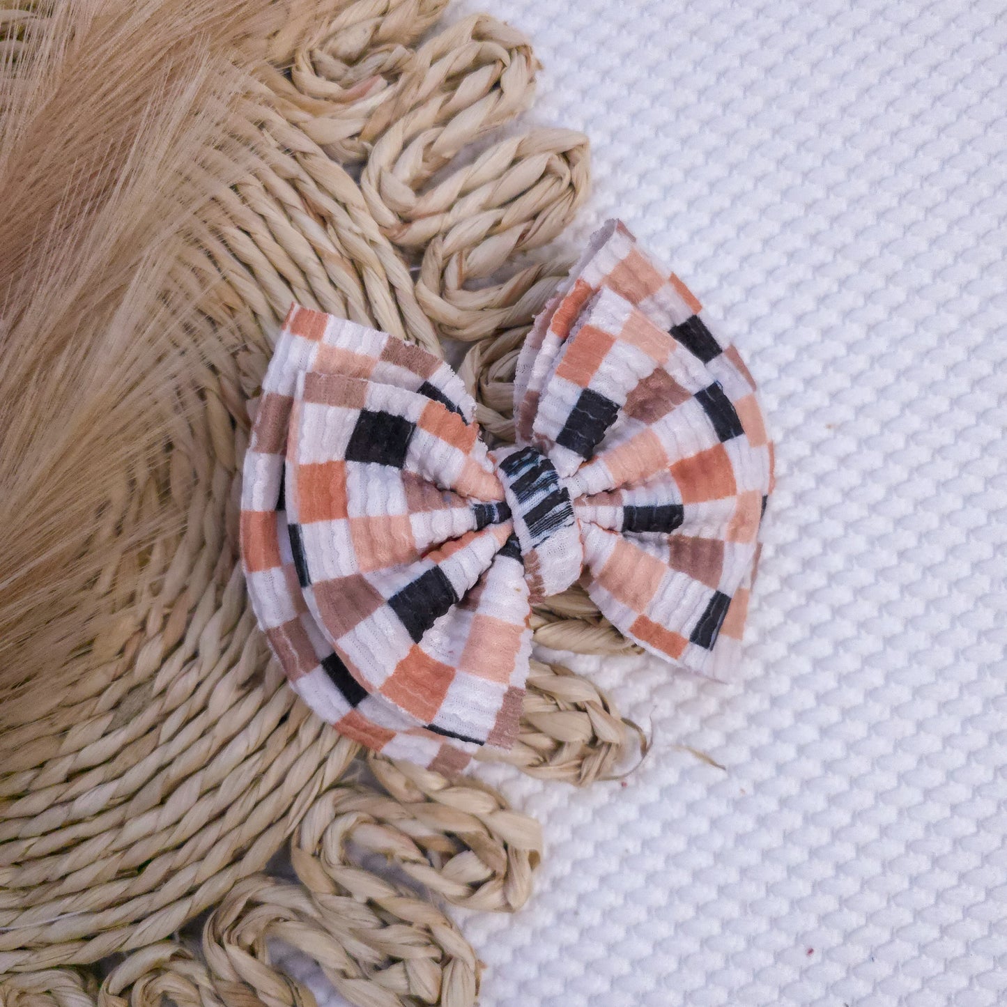 Fall Checkered Double Bow