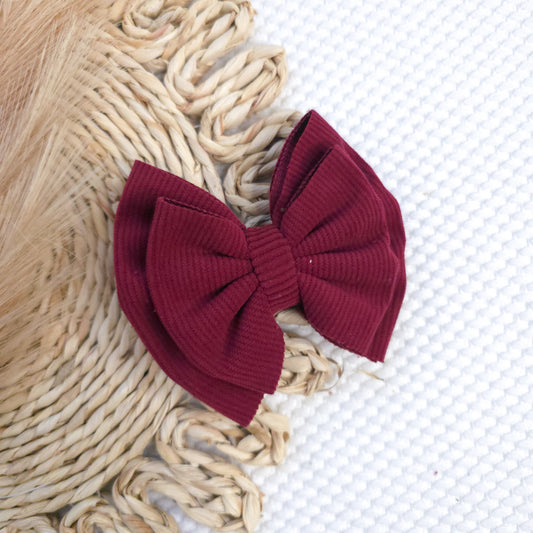 Burgundy Corduroy Double Bow