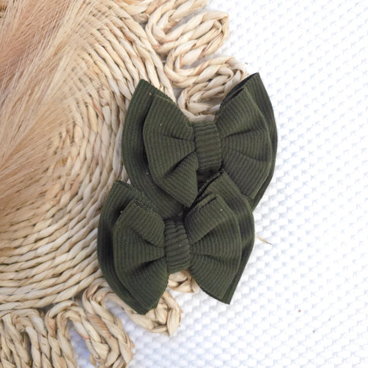 Olive Corduroy Double Piggies