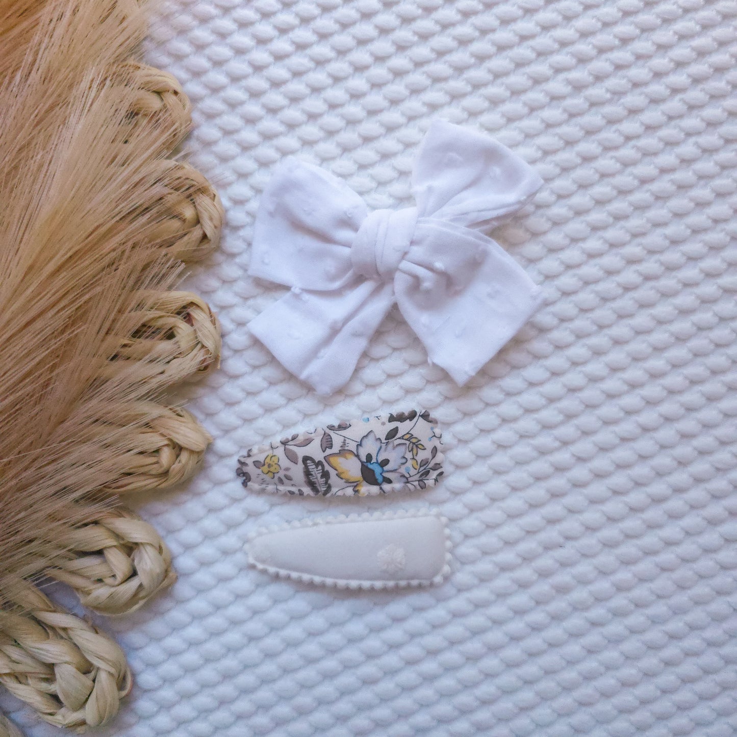 White Bow & Clip Set