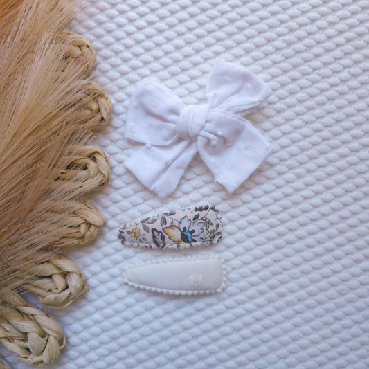 White Bow & Clip Set