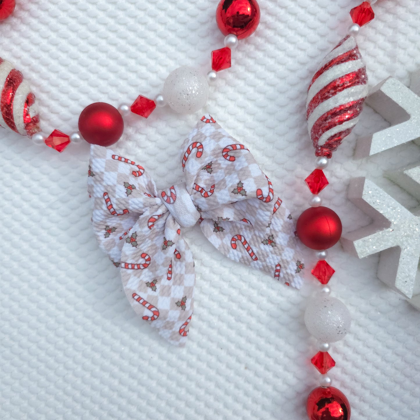 Checkered Candy Cane Fable Bow