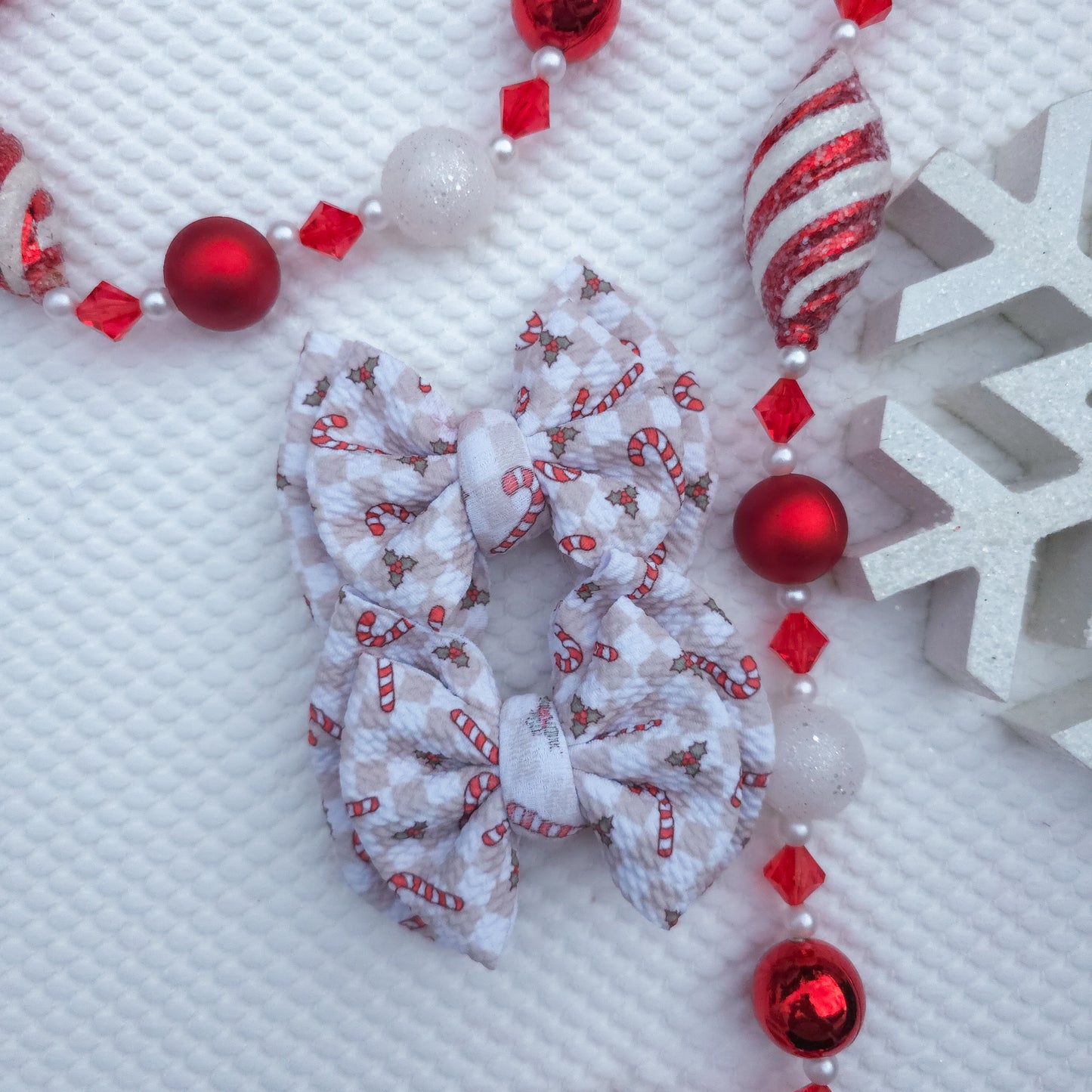 Checkered Candy Cane Double Piggies