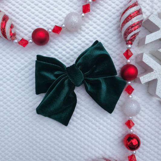 Hunter Green Velvet Oversize Pinwheel Bow