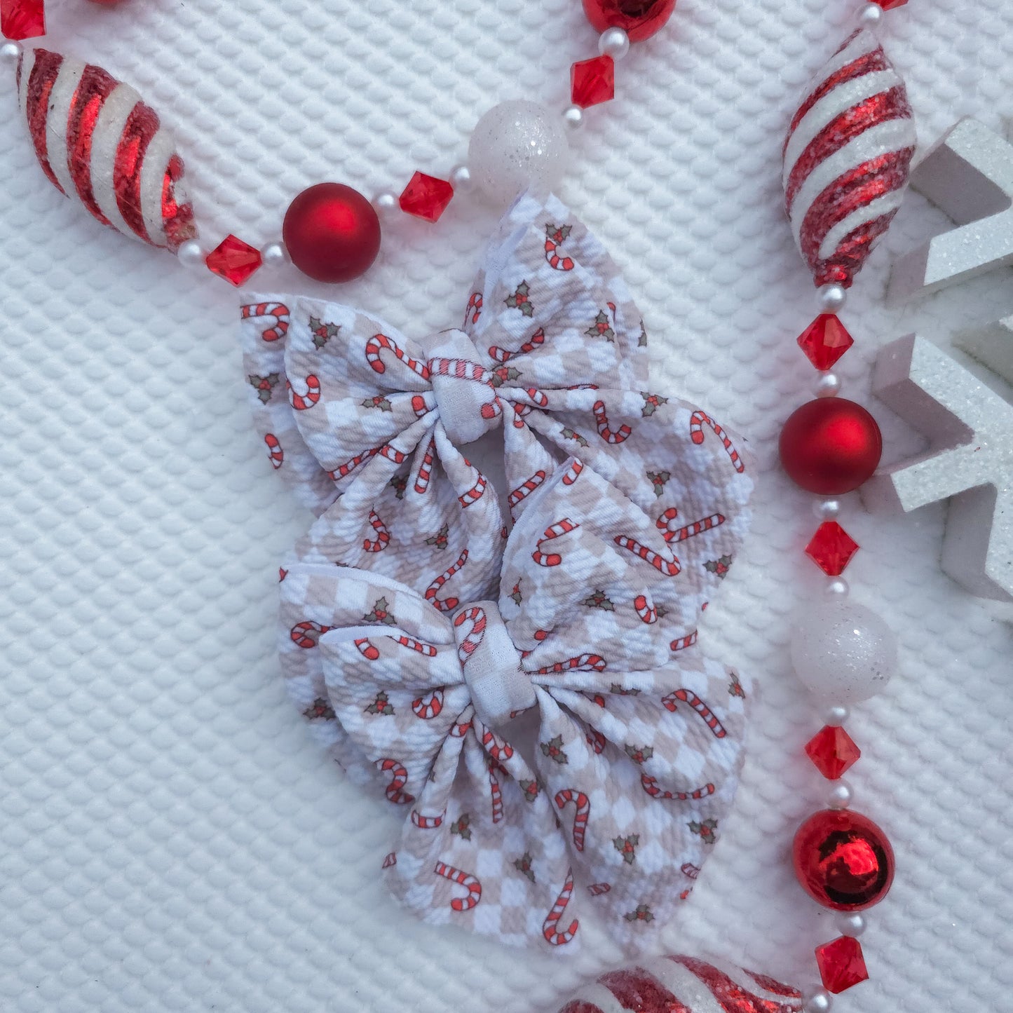 Checkered Candy Cane Double Sailor Piggies