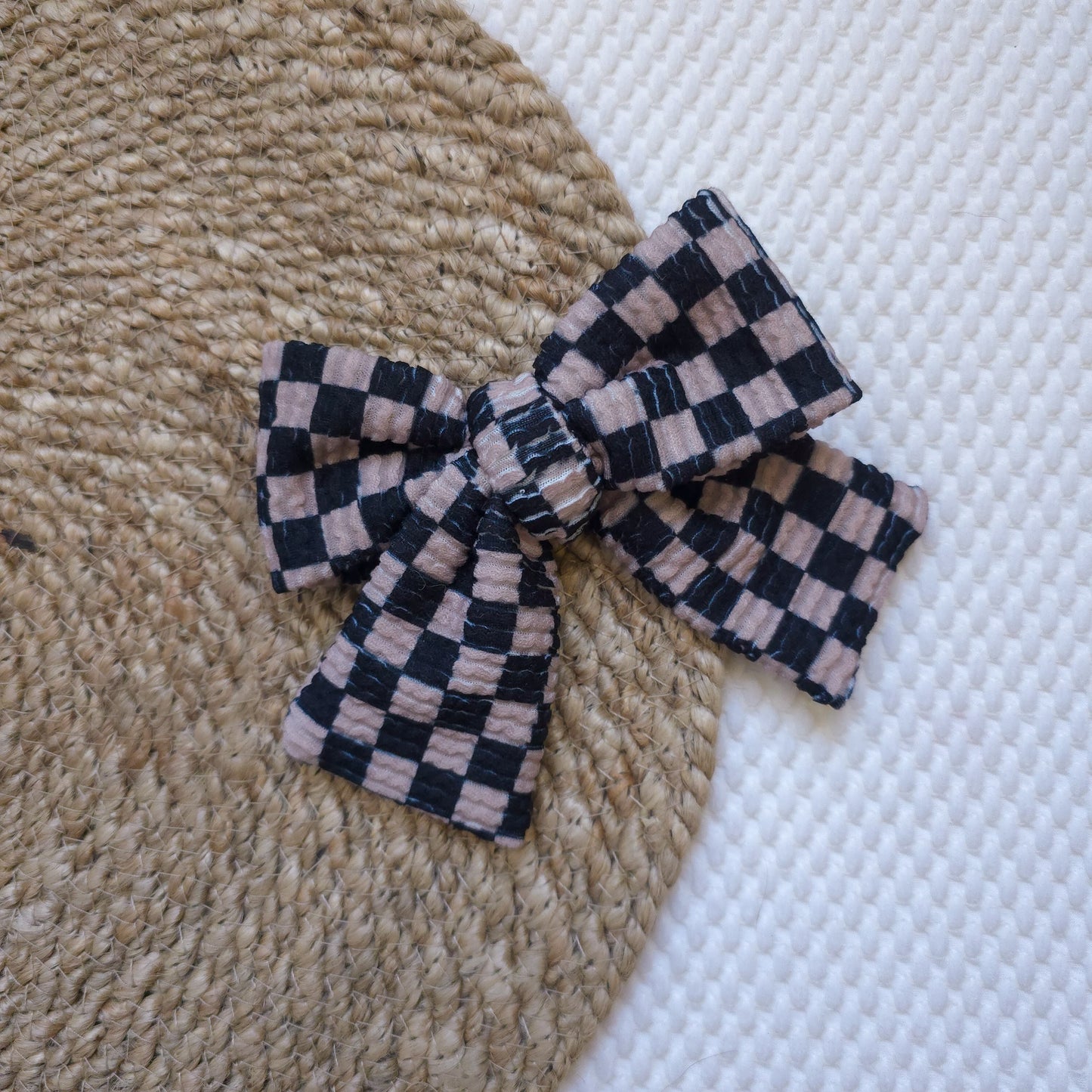 Black & Brown Checkered Oversize Pinwheel Bow