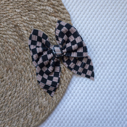 Black & Brown Checkered Fable Bow