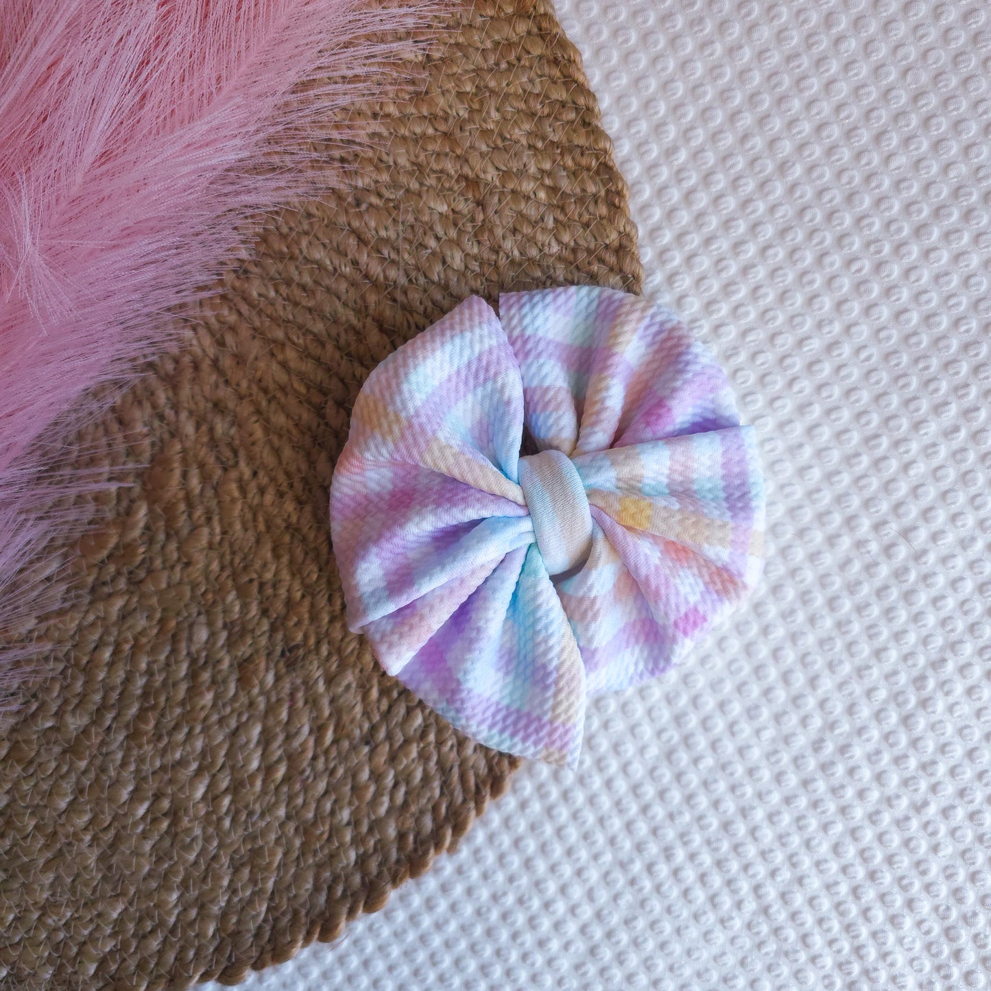 Pastel Gingham Messy Bow