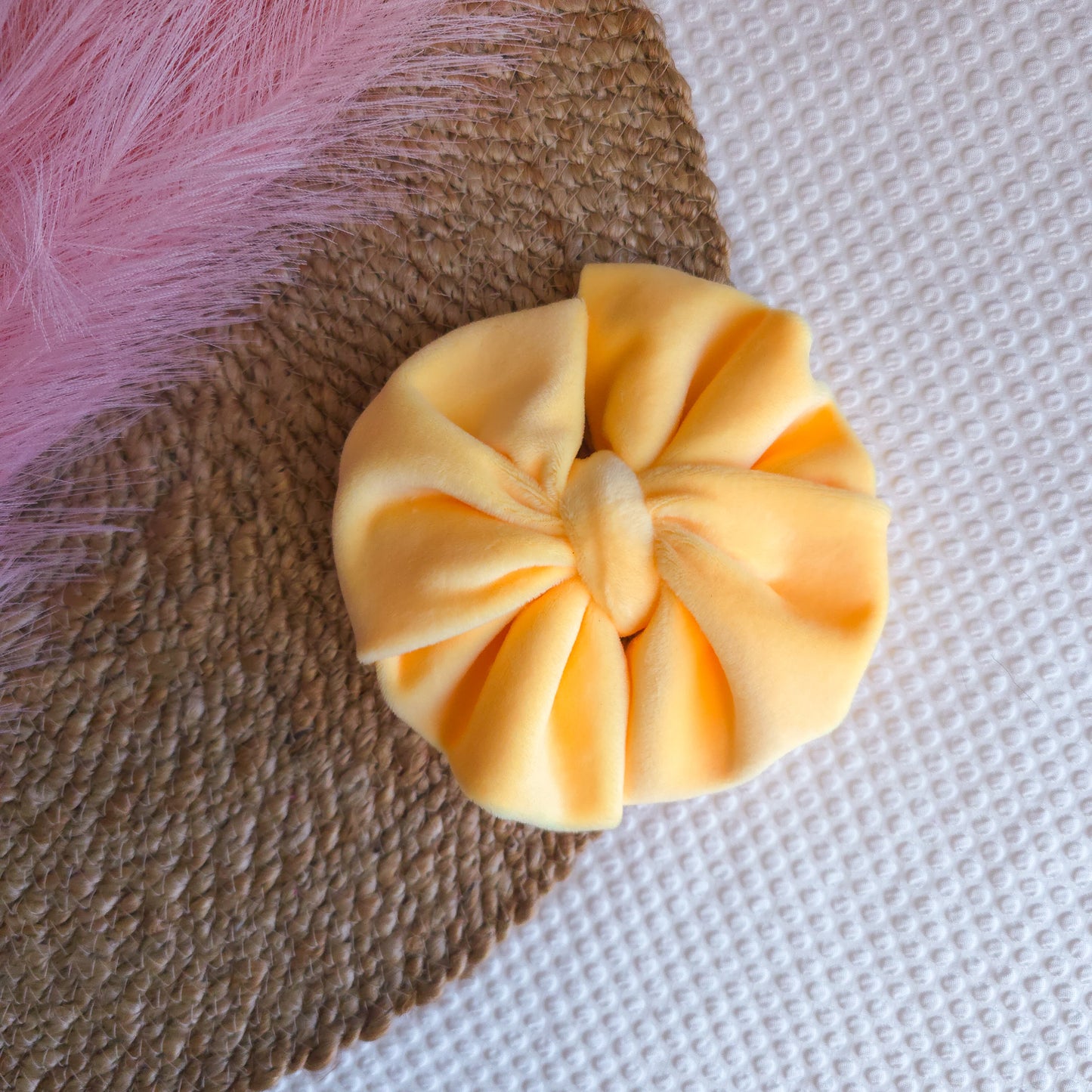 Banana Yellow Velvet Messy Bow