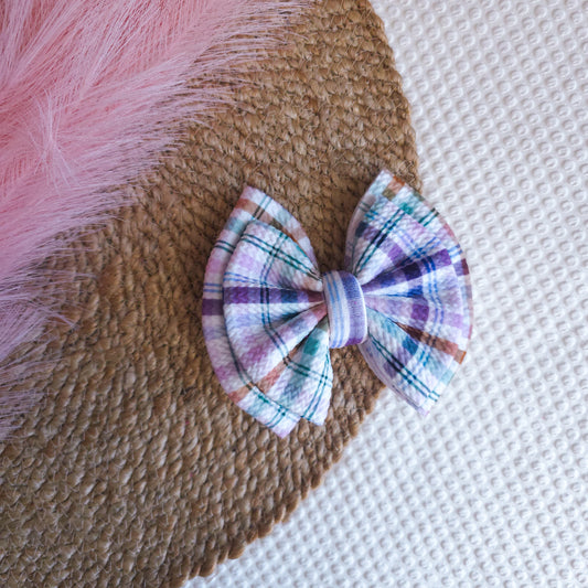 Purple Plaid Double Bow