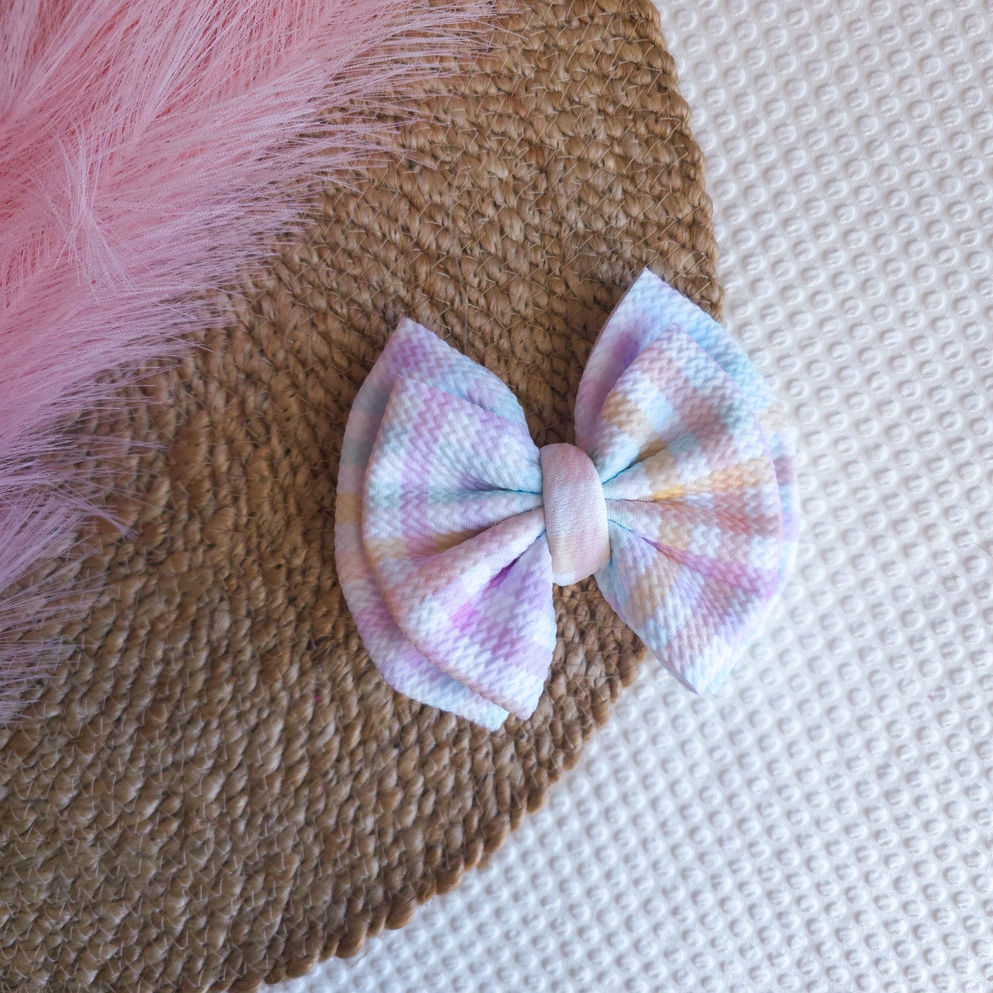 Pastel Gingham Double Bow