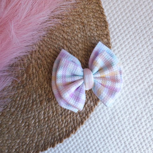Pastel Gingham Double Bow