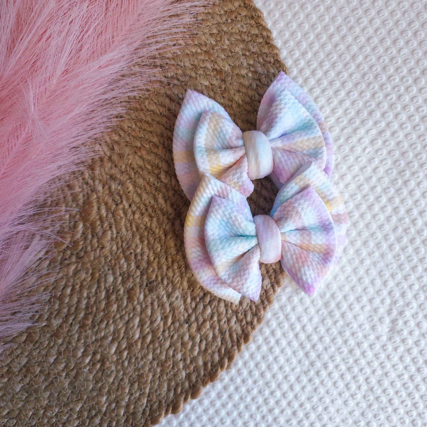 Pastel Gingham Double Piggies