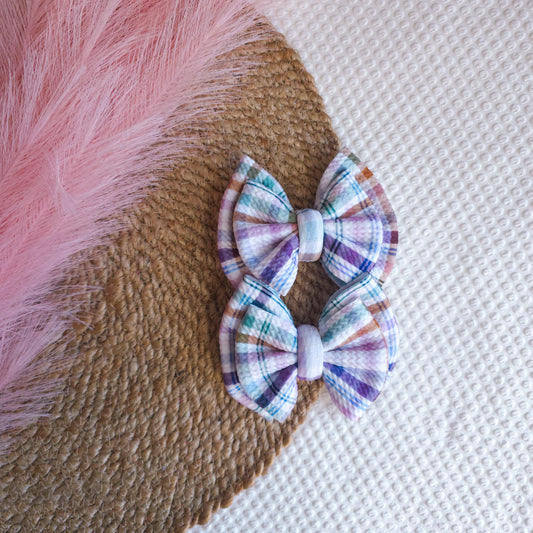 Purple Plaid Double Piggies