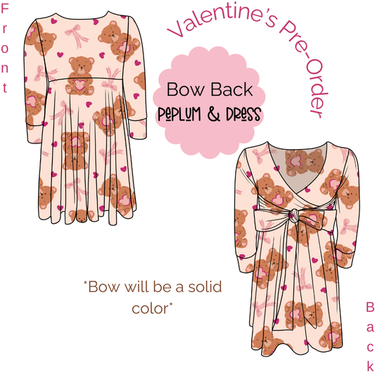 Teddy Bears Bow Back Peplum/Dress PRE-ORDER