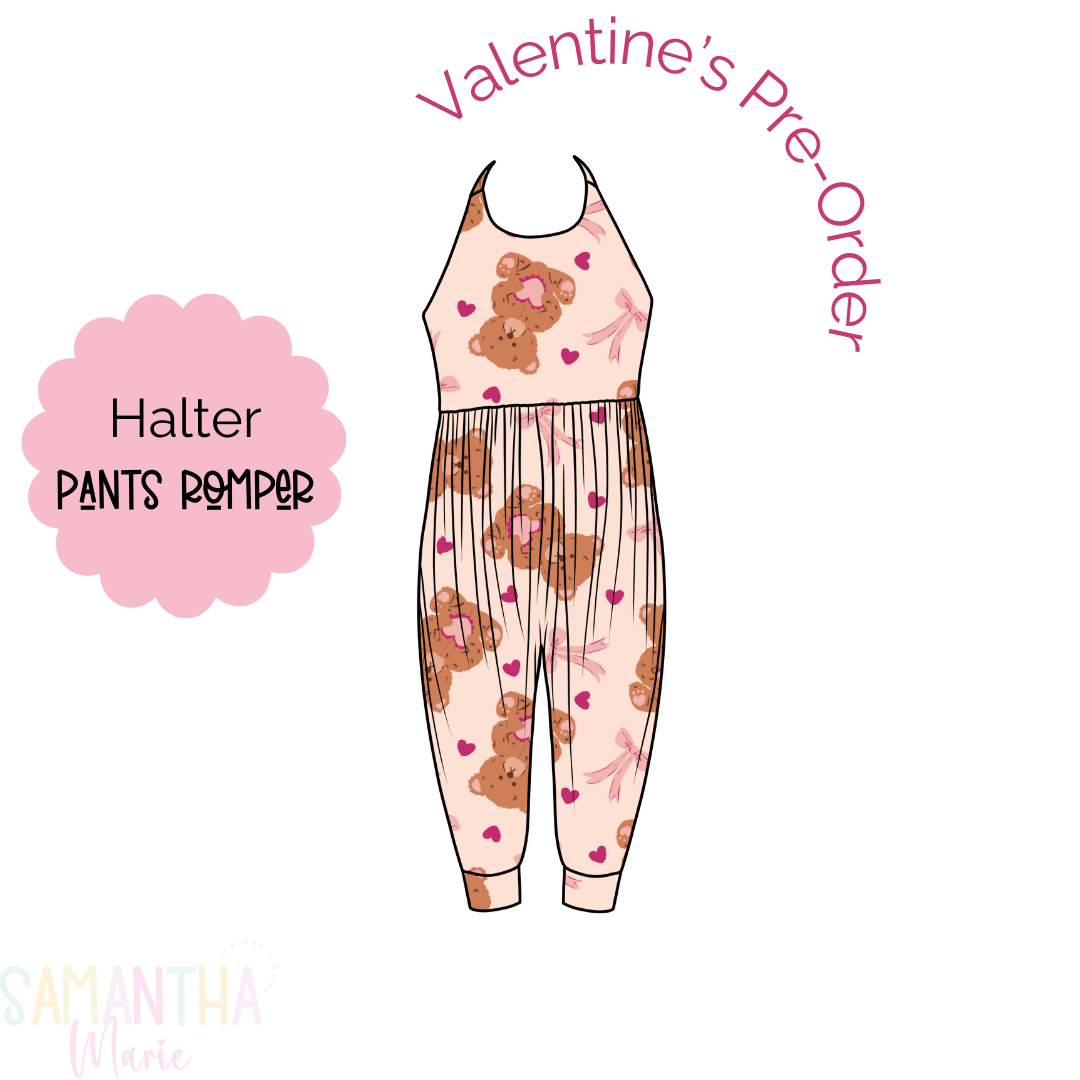 Teddy Bears Halter Pants Romper PRE-ORDER