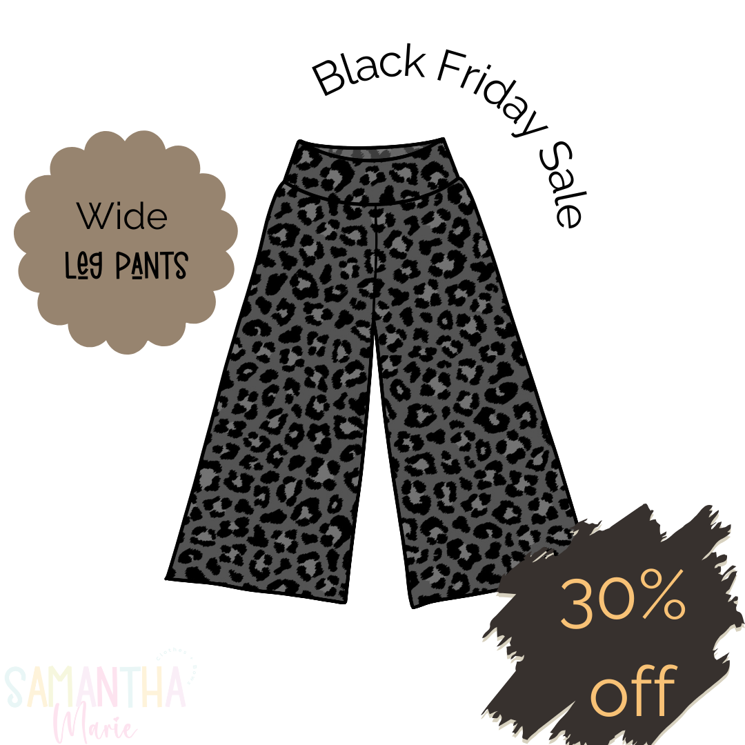 Black Leopard Wide Leg Pants