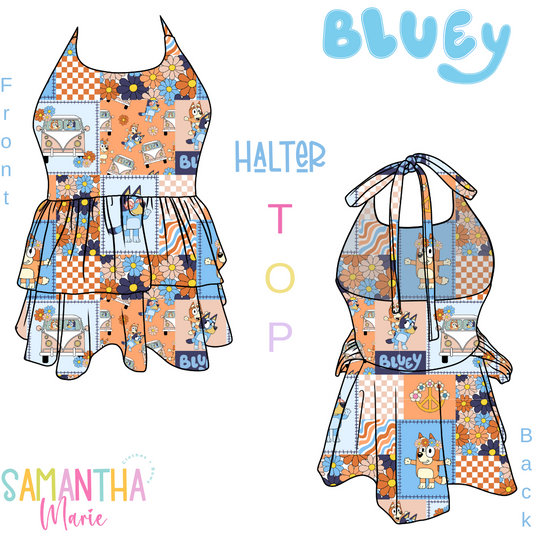 Blue Dog Halter Top