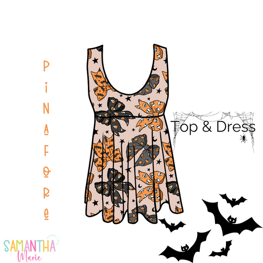 Halloween Bows Pinafore Top/Dress