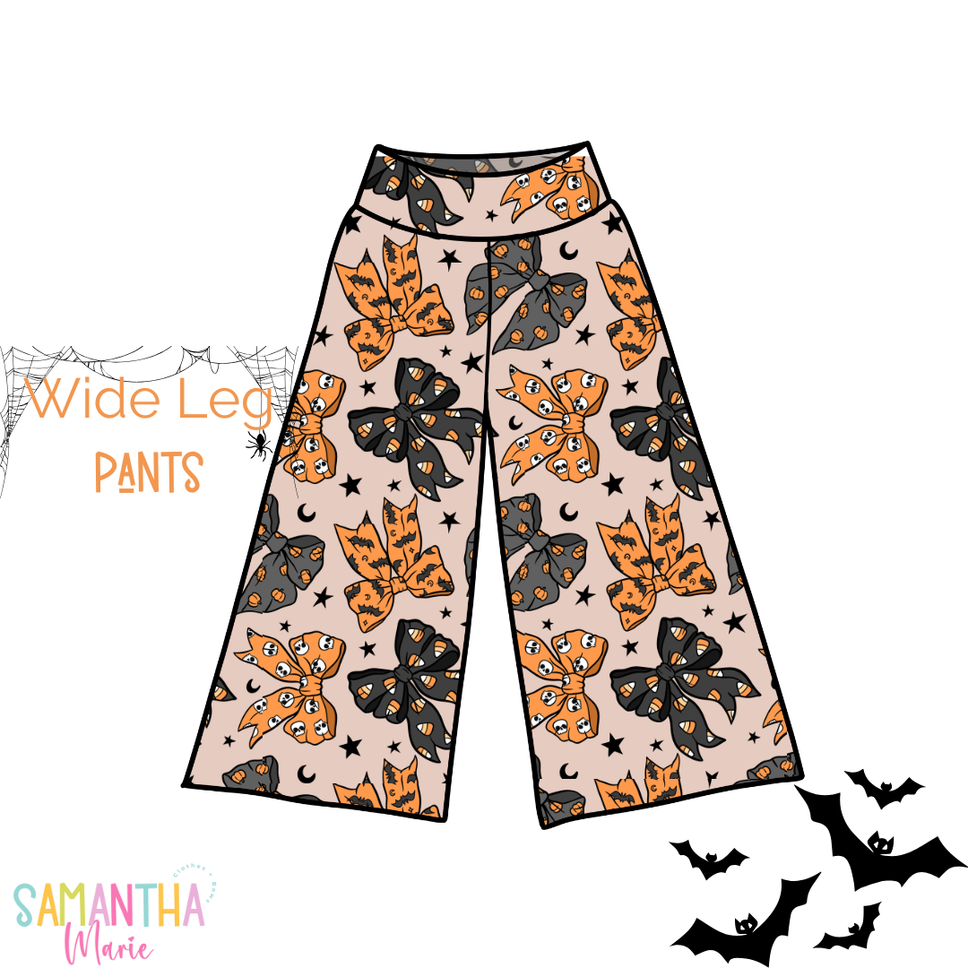 Halloween Bows Wide Leg Pants