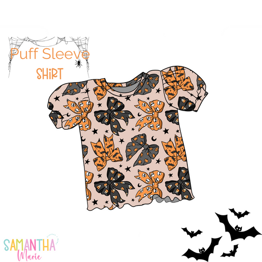 Halloween Bows Puff Sleeve Top/Dress