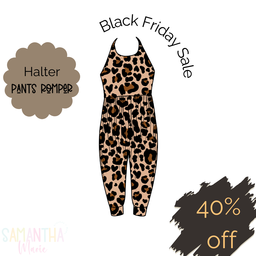 Brown Leopard Halter Pants Romper
