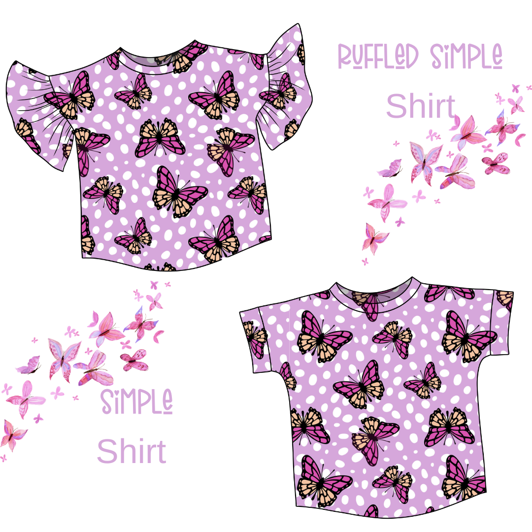 Purple Butterflies Simple Shirt