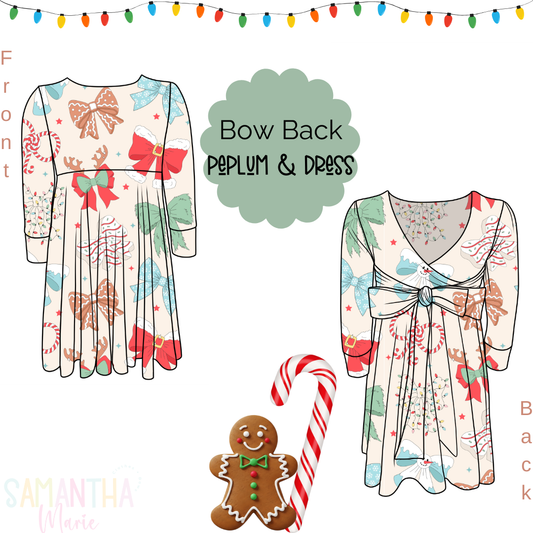 Christmas Character Bows Bow Back Peplum/Dress
