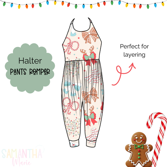 Christmas Character Bows Pants Romper