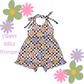 Checkered Daisies Strappy Ruffle Romper