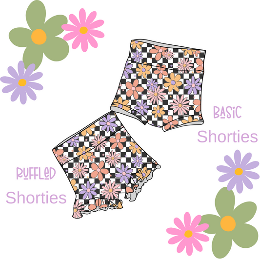 Checkered Daisies Shorties