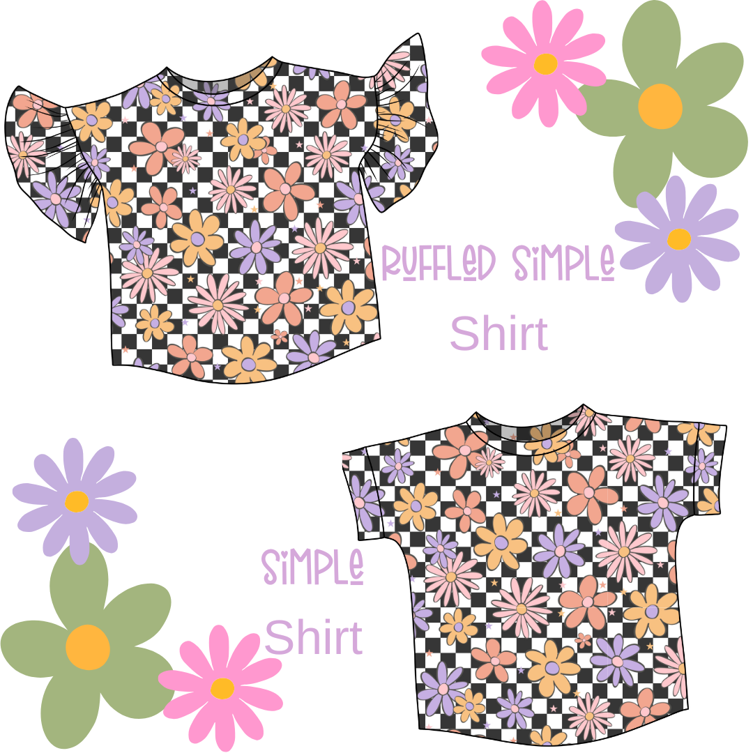 Checkered Daisies Simple Shirt