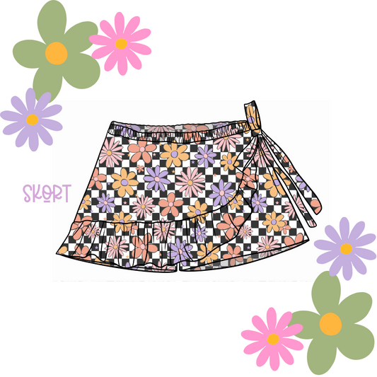 Checkered Daisies Skort