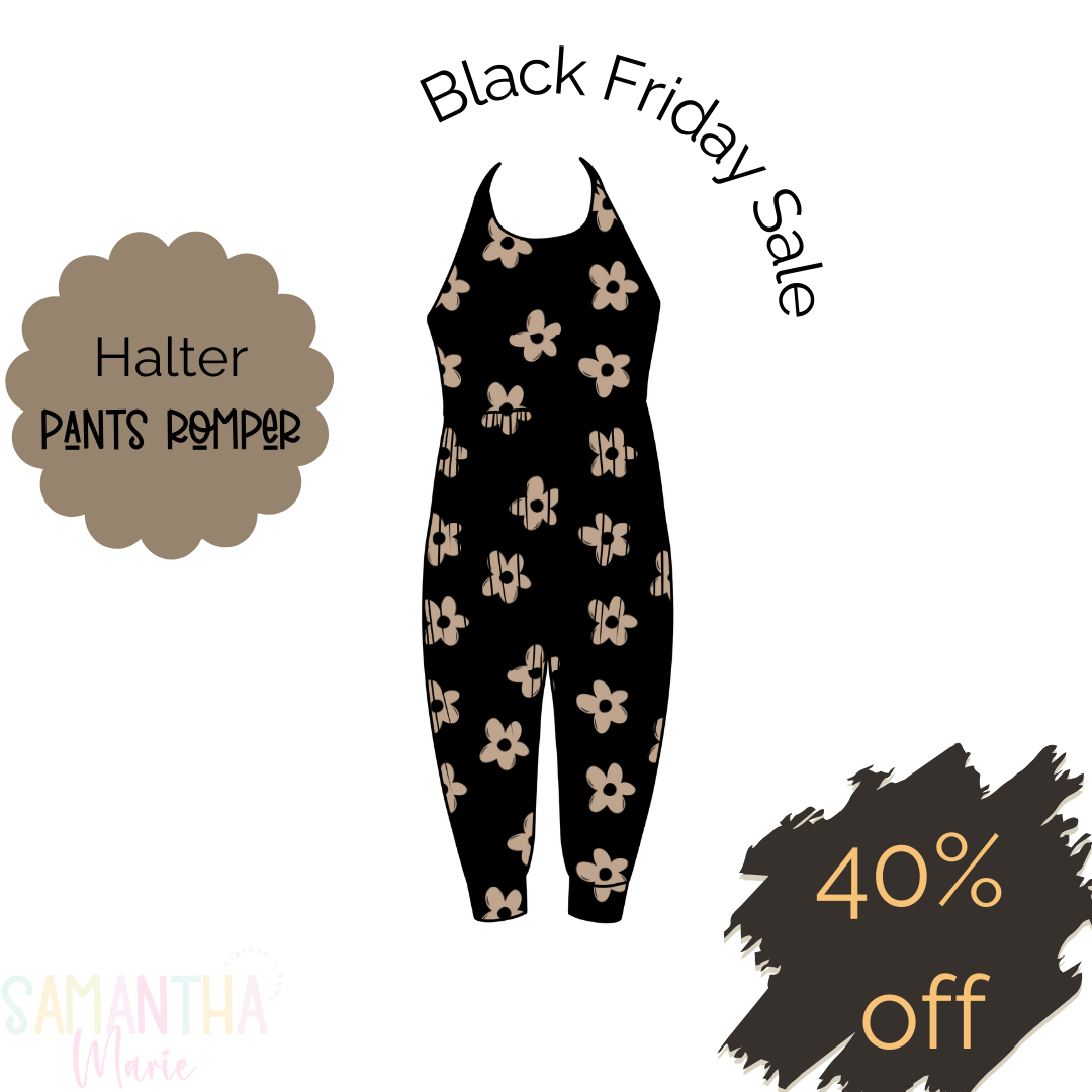 Neutral Daisy Halter Pants Romper